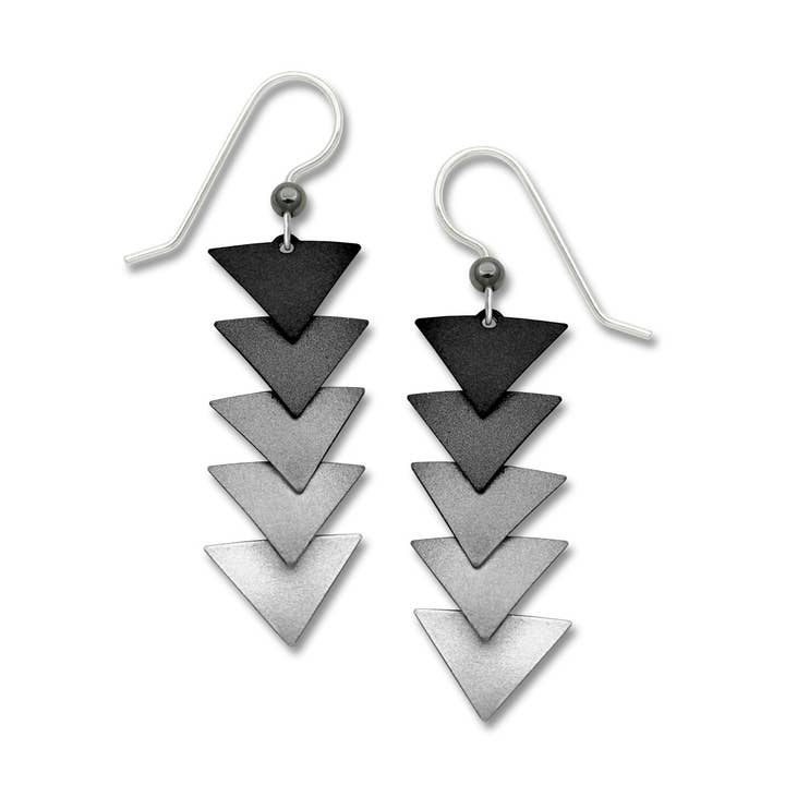 Left Hand Studios - Wholesale Dangle Earrings - 5 Part Trangles Black To White