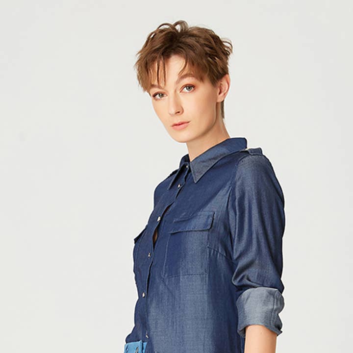 Camicia basic effetto jeans per la vendita all'ingrosso da parte di Smart and Joy