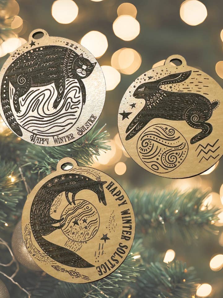 Yule / Winter Solstice Circle Ornaments for wholesale by Corkscrew Curiosities