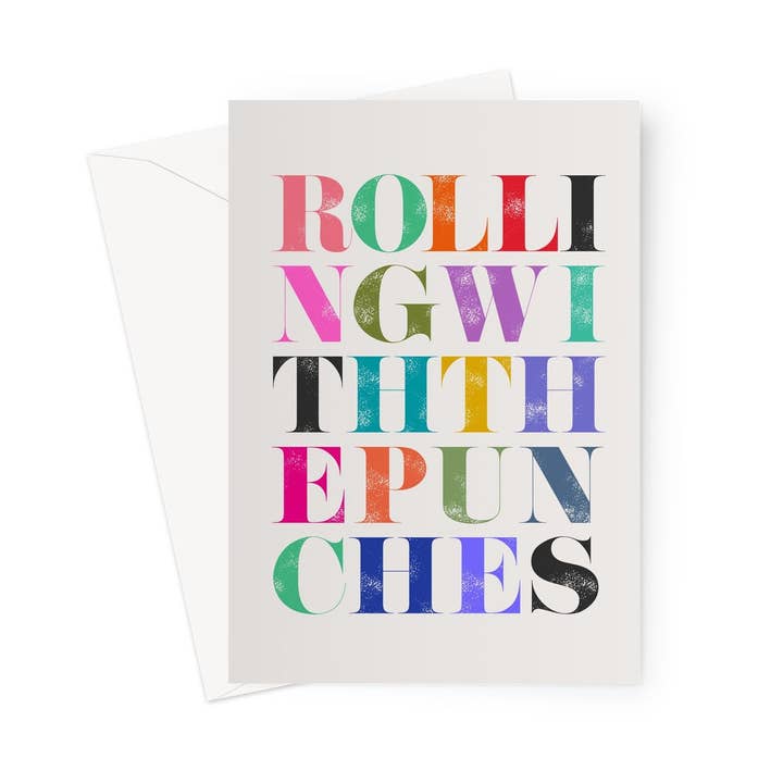 ROLLING WITH THE PUNCHES — Carte de vœux en pierre et multicolore pour la vente par burnt peach