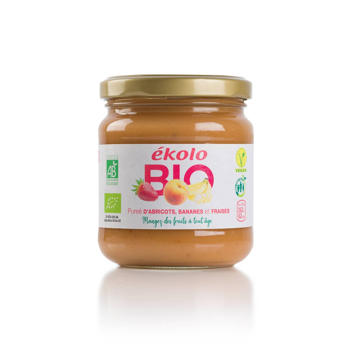 ekolo - Wholesale Jam/Jelly - Organic Peach, Banana and Strawberry Puree, 6 units x 200g