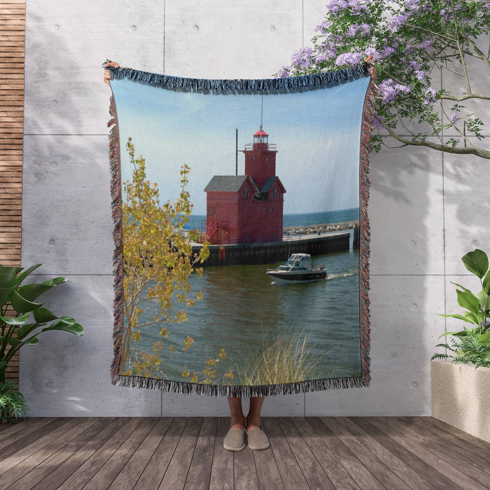 3dRose - Wholesale Throw Blanket - 3dRose, Holland Harbor Lighthouse at Holland, Michigan - US23 DFR0047 - David R. Frazier, Blanket2