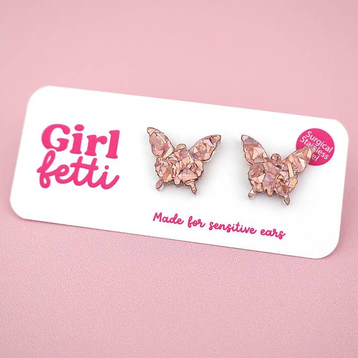 Girlfetti - Wholesale Stud/Post Earrings - Butterfly Acrylic Stud Earrings3