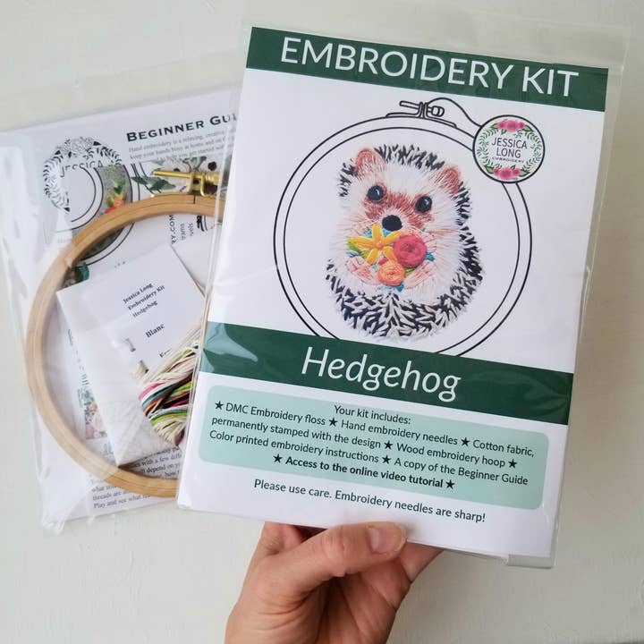 Jessica Long Embroidery - Wholesale Embroidery/Cross Stitch Supplies - Hedgehog Embroidery Kit
