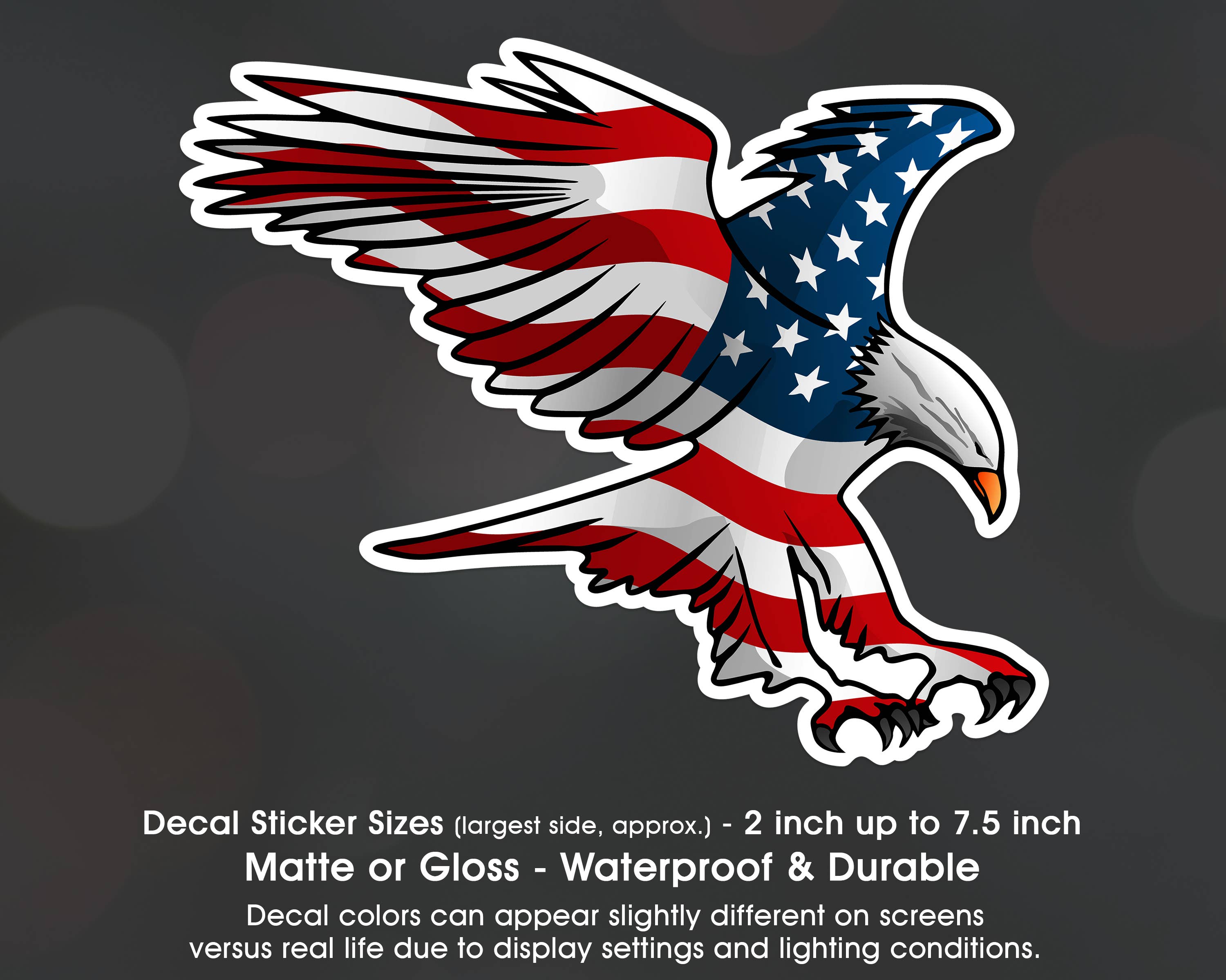 Groovy Giftables - Wholesale Sticker - USA Flag Patriotic Eagle Swooping American Car Decal Sticker0
