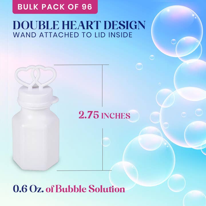 bedwina - Wholesale Bubble Wand - Kids - Bulk Wedding Bubbles with Wands - (96 Count)