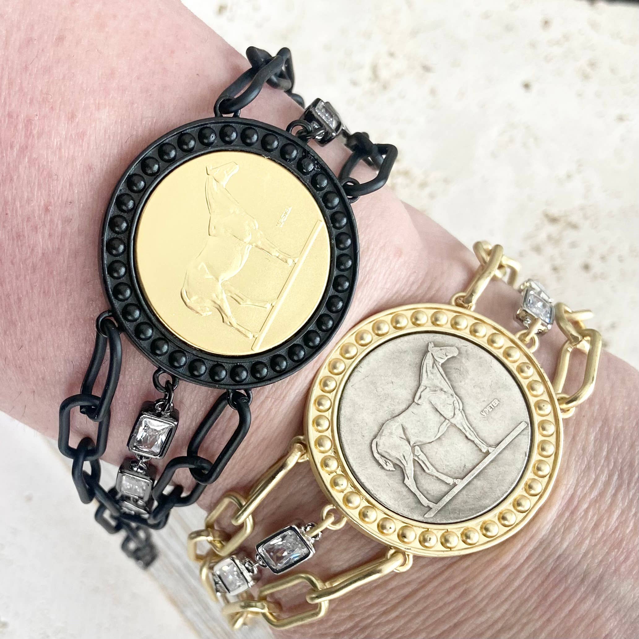 VB&CO Designs Handmade Jewelry - Wholesale Charm/Dangle Bracelet - Horse jewelry coin bracelet country western derby equestrian11
