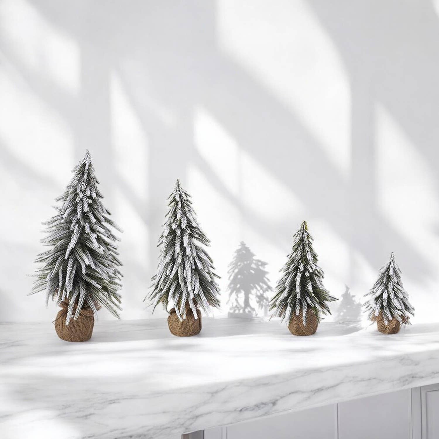 Gia Roma - Wholesale Christmas Decoration - Snow Topped Christmas Trees With Wood & Jute Base, Holiday 28