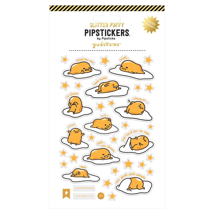 Pipsticks - Wholesale Sticker - Gudetama Gude Vibes Only Glitter Puffy