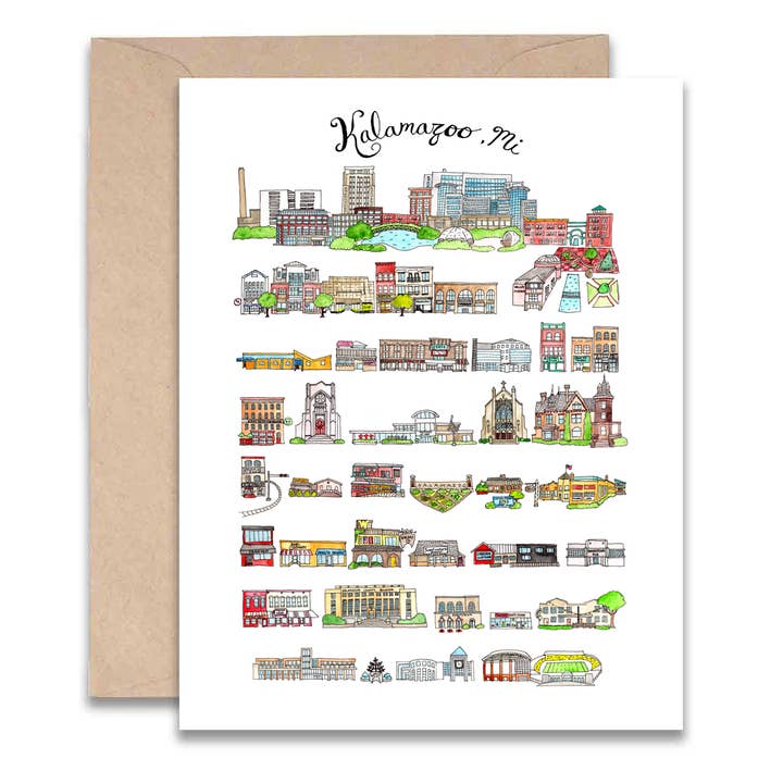 Kalamazoo Card for wholesale by Jodi Lynn's Emporium of Doodles