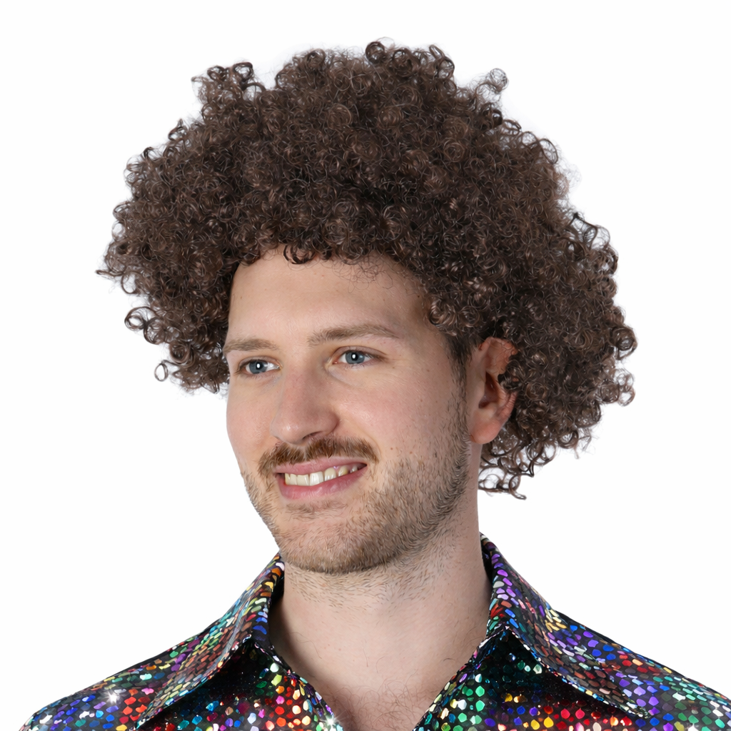Stylex Party - Wholesale Costume - Men's - Brown Curly Afro Wig Fancy Dress Costume Accessories0