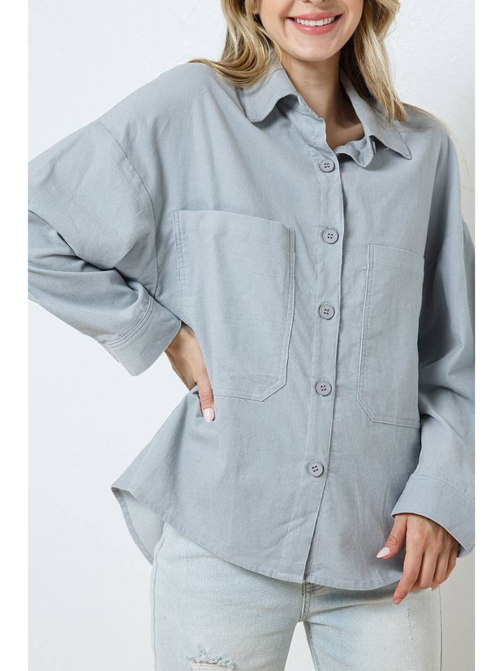 ROUSSEAU - Wholesale Blouse - Women's - COLLARED PATCH POCKET SHIRT TOP 2