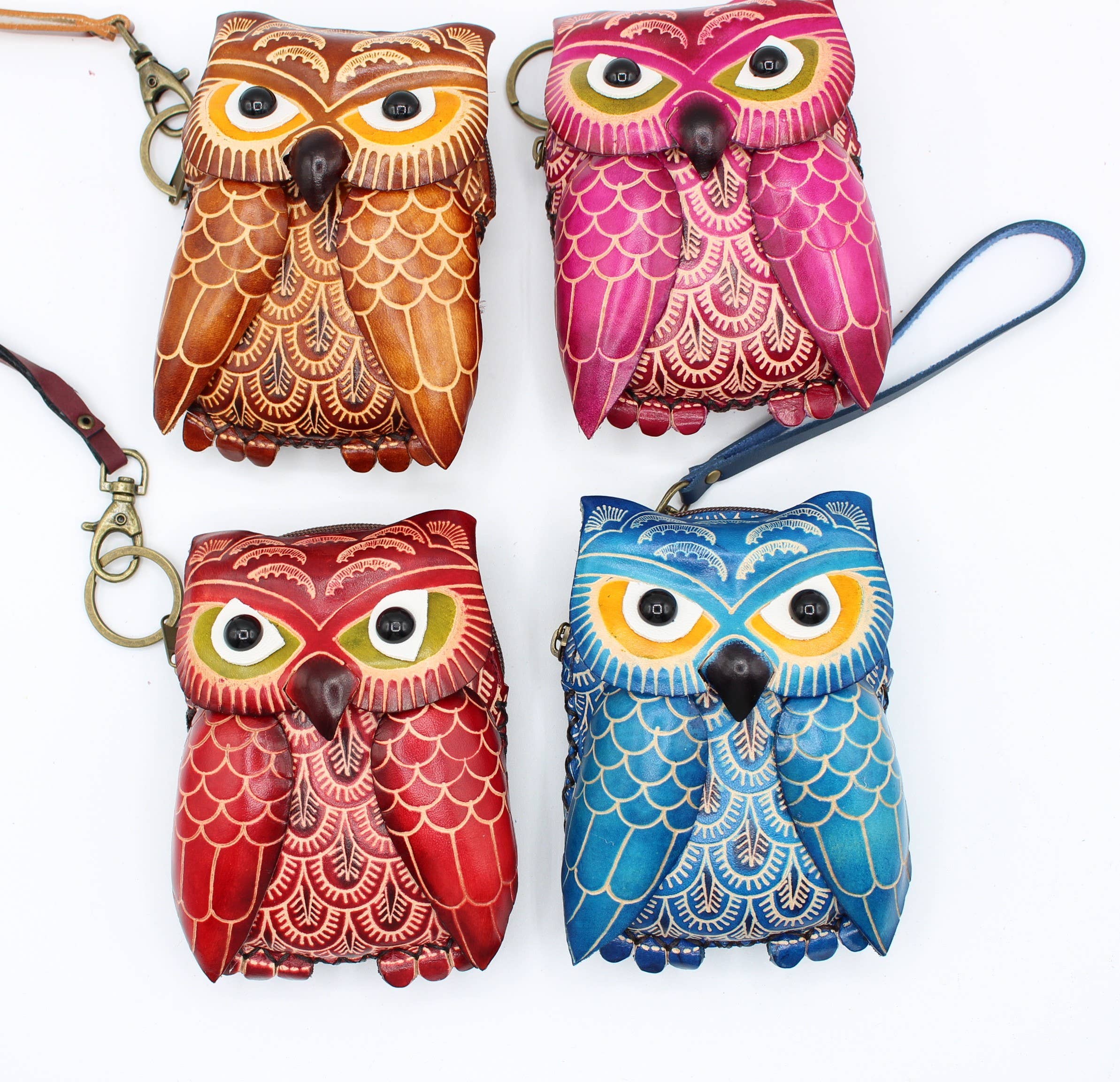 Sunflower Handmade leather inc – Großhandel Wristlet Bag – Leder-Eulen-Handgelenktasche Münzgeldbörse