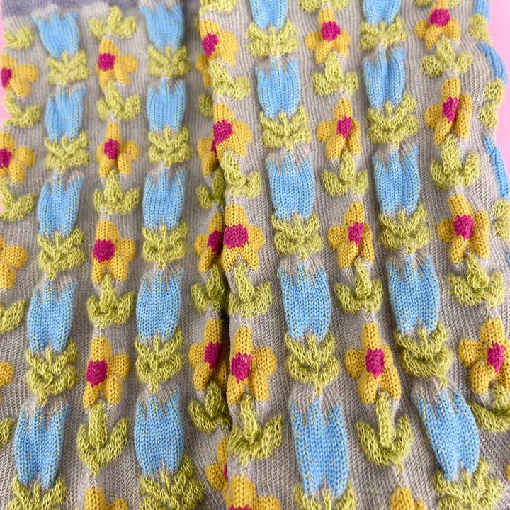 mildstyles - Vente Chaussettes – unisexe - Chaussettes longues grises gaufrées Floret Plant4