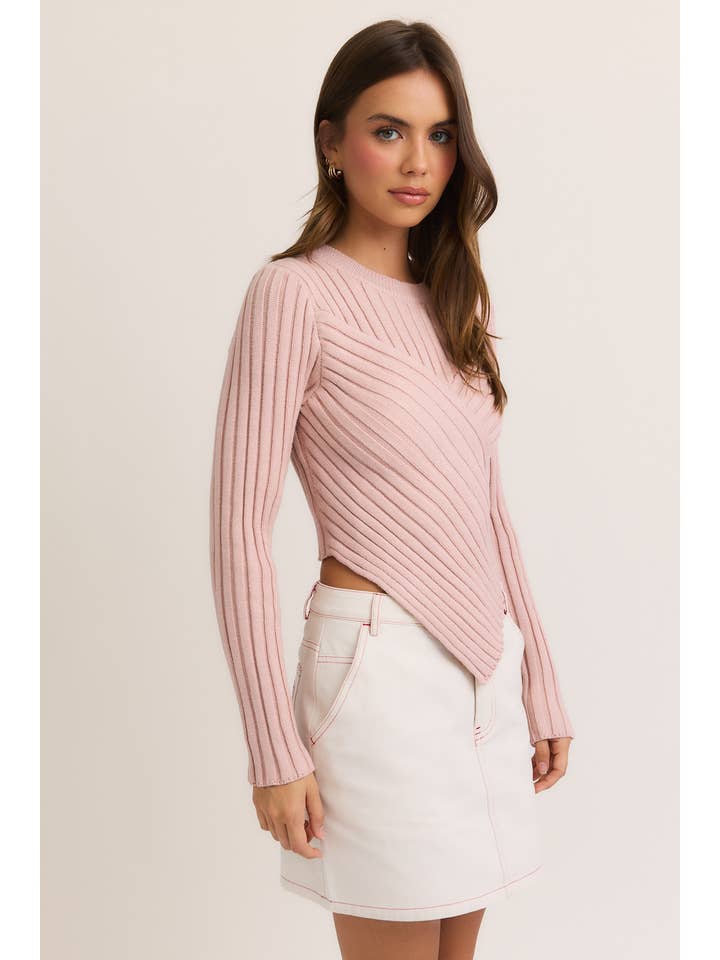 LE LIS - Wholesale Knit Sweater - Women's - Asymmetrical Hem Sweater Top