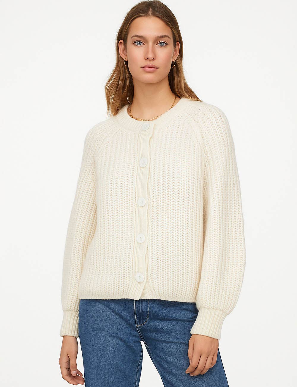 Sweetkama - Vente Cardigan – femme - Gilet court à boutons en maille côtelée uni pour femmes3