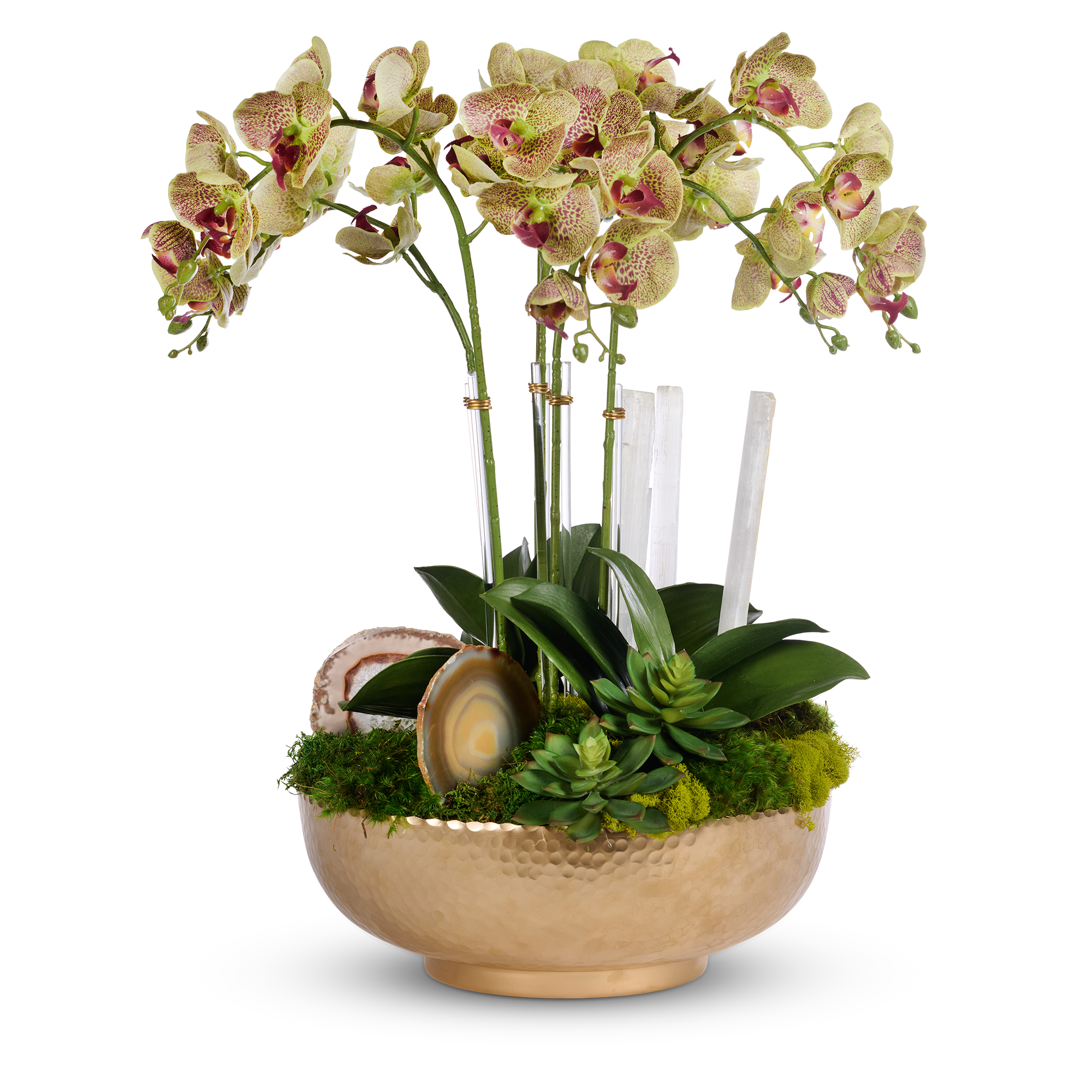 T&C Floral Company - Wholesale Artificial Flowers - Orchids in hammered metal2