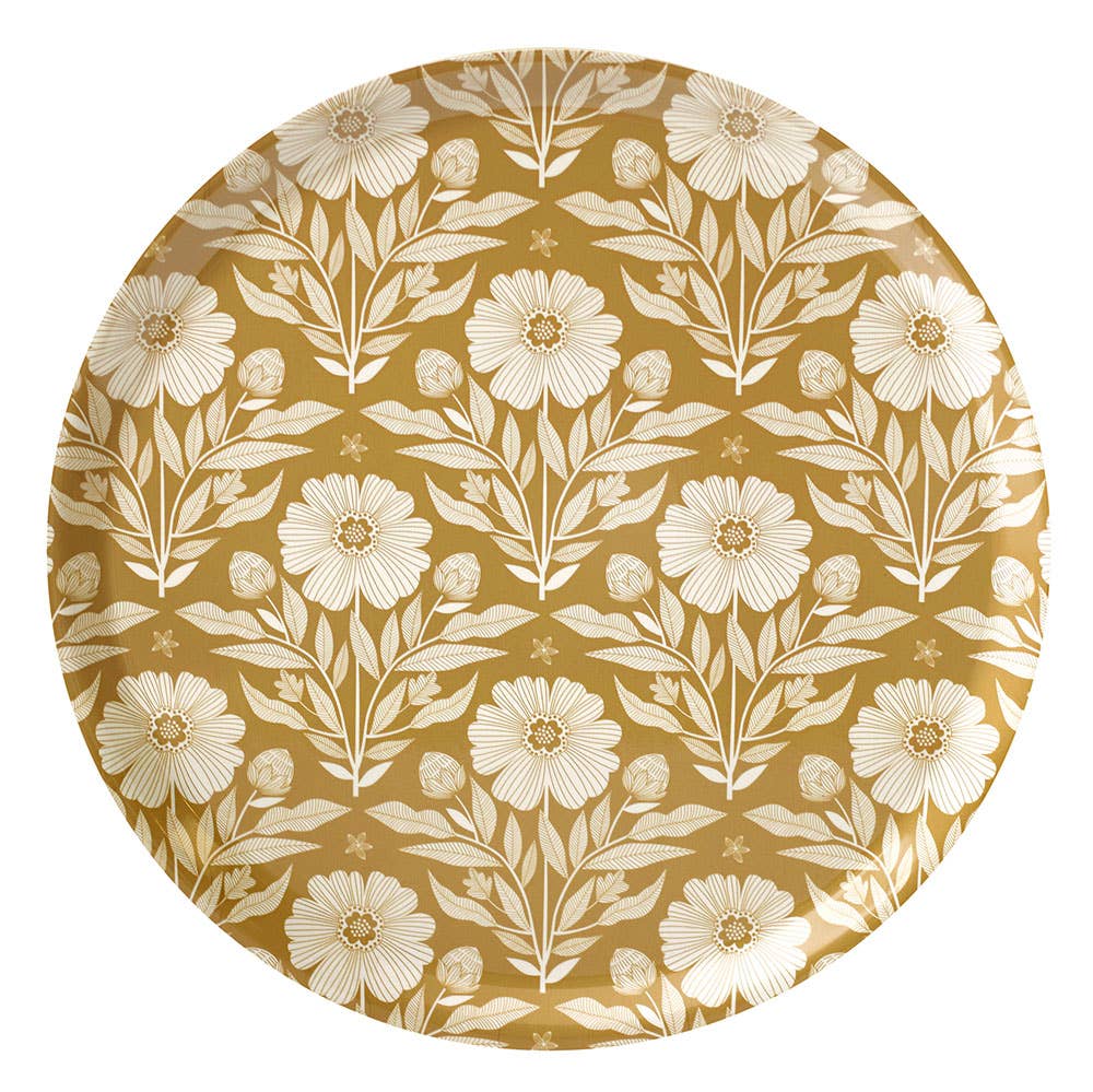 mini labo – Engroshandel Serveringsbakke – Rundt birkefad med okker Folk-mønster0