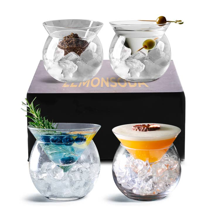 Lemonsoda - Wholesale Cocktail/Liquor Glass - Stemless Martini Glasses with Chiller (7oz) (1pc)