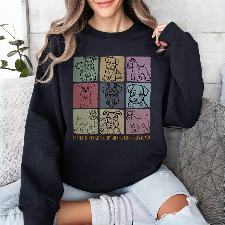 Sweat-shirt rétro Schnauzer miniature Pull pour parent de chien pour la vente par Vivtrek