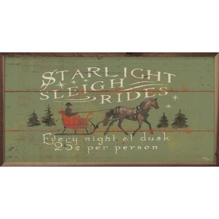 Kendrick Home - Wholesale Sign - Holiday Signs II Starlight Sleigh Rides By Wellington Studio