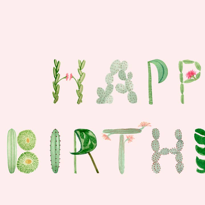 Dear Hancock - Wholesale Birthday Card - Cactus and Succulent Letters Card