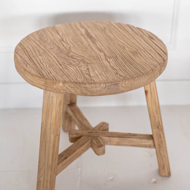 Luxe B Co - Wholesale Side Table - Round Reclaimed Elm Wood Coffee Side Table2