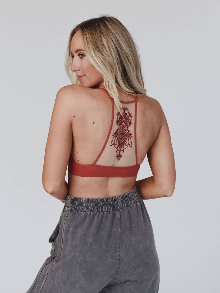 Tattoo Bralette - Rust for wholesale by Three Bird Nest