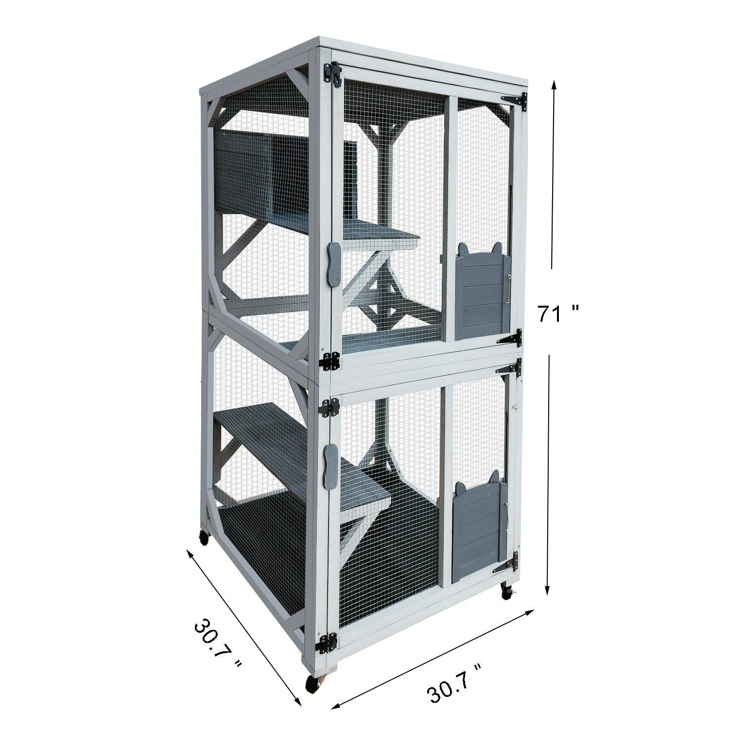39F Inc. - Wholesale Pet Carrier - Cat - 71in Outdoor Wooden Catio with Roof and Wheels for Cats8