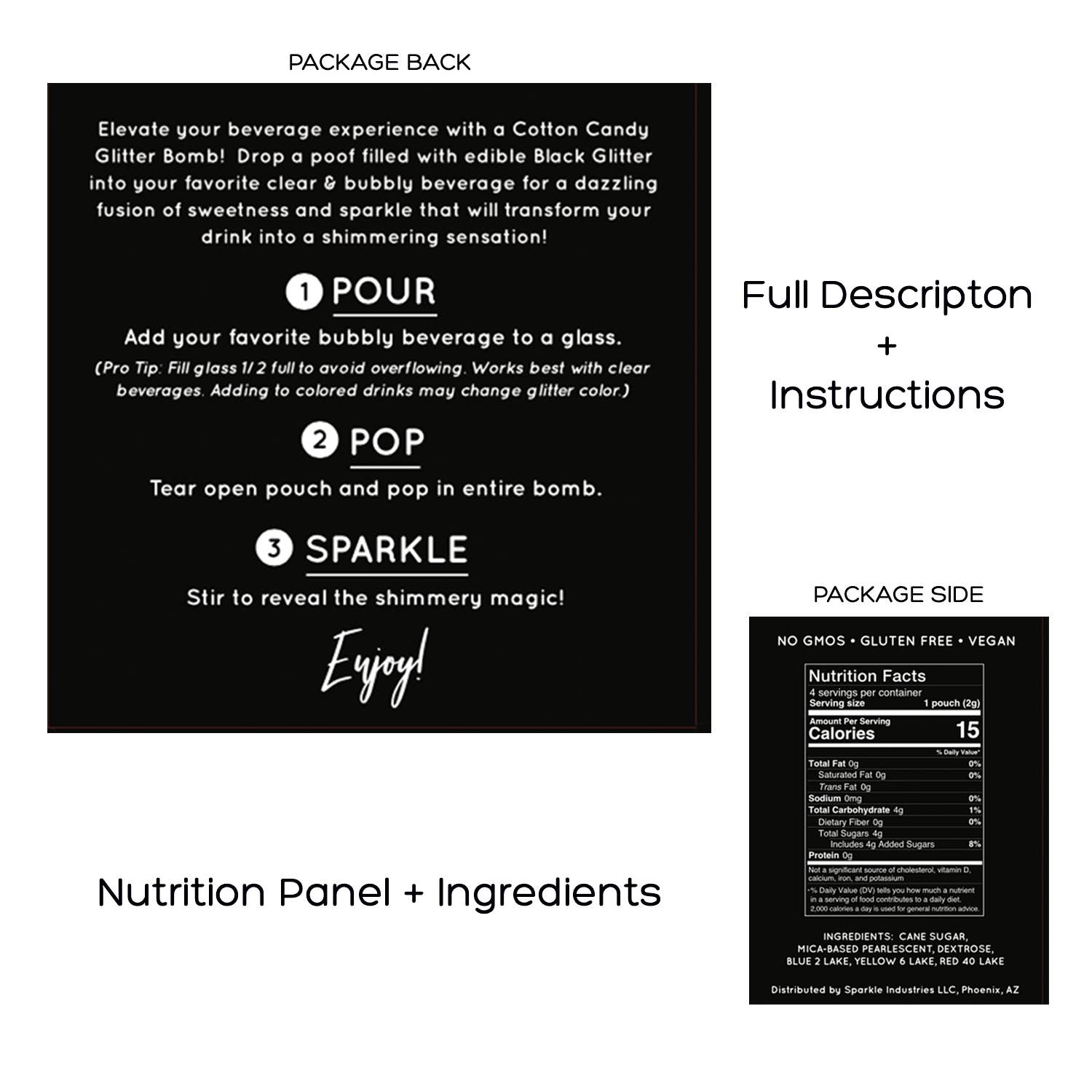 The Glitter Lab - Vendita all'ingrosso Sciroppi - Bombe di Glitter Nero per Cocktail, Mocktail e Bollicine4