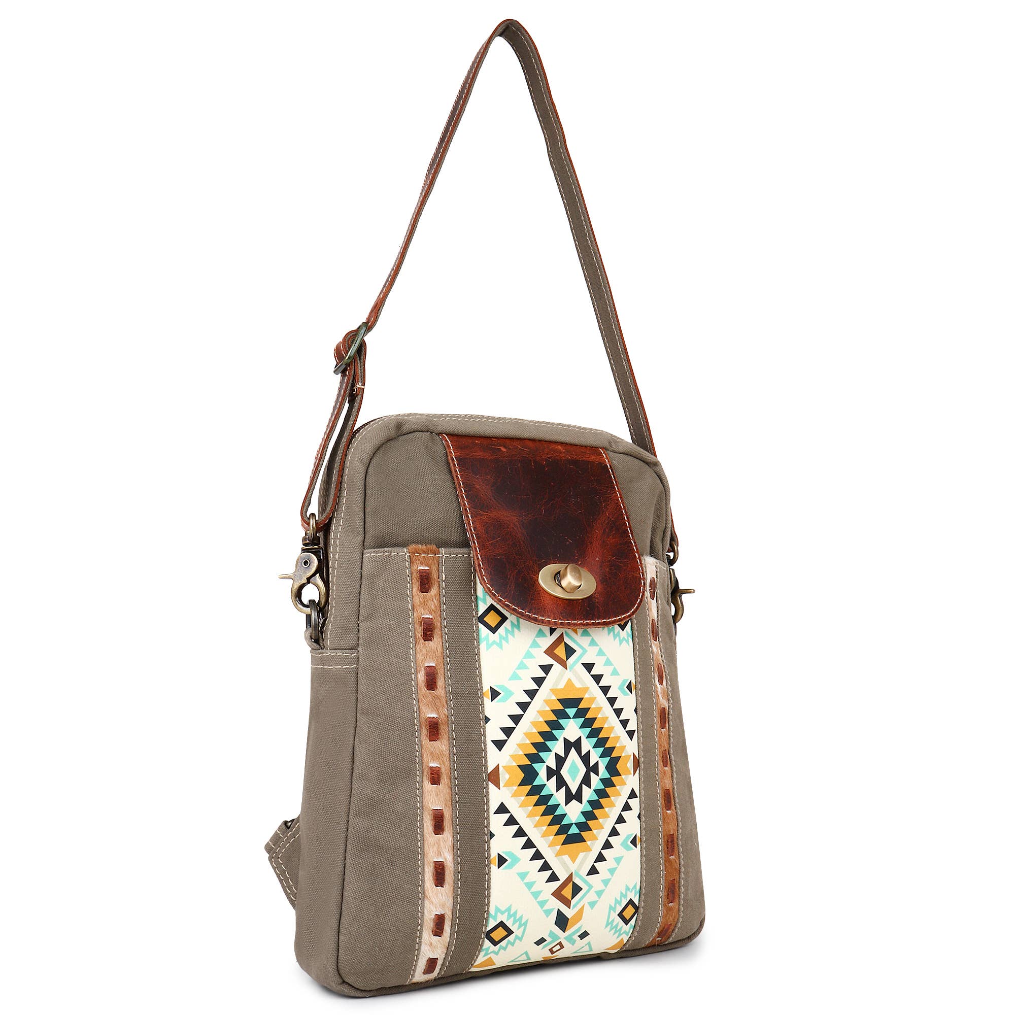 Sixtease Bags USA - Wholesale Backpack - Women's - Canvas Cowhide & Leather Women's Backpack - Gray/Blue4
