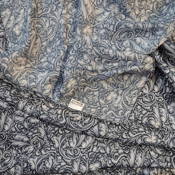 Double B Wild Rags - Venta al por mayor Bufanda - Mujer - Pañuelo de Cuello Vaquero Occidental con Estampado de Plata de Ley Grabada por Double B Wild Rags3