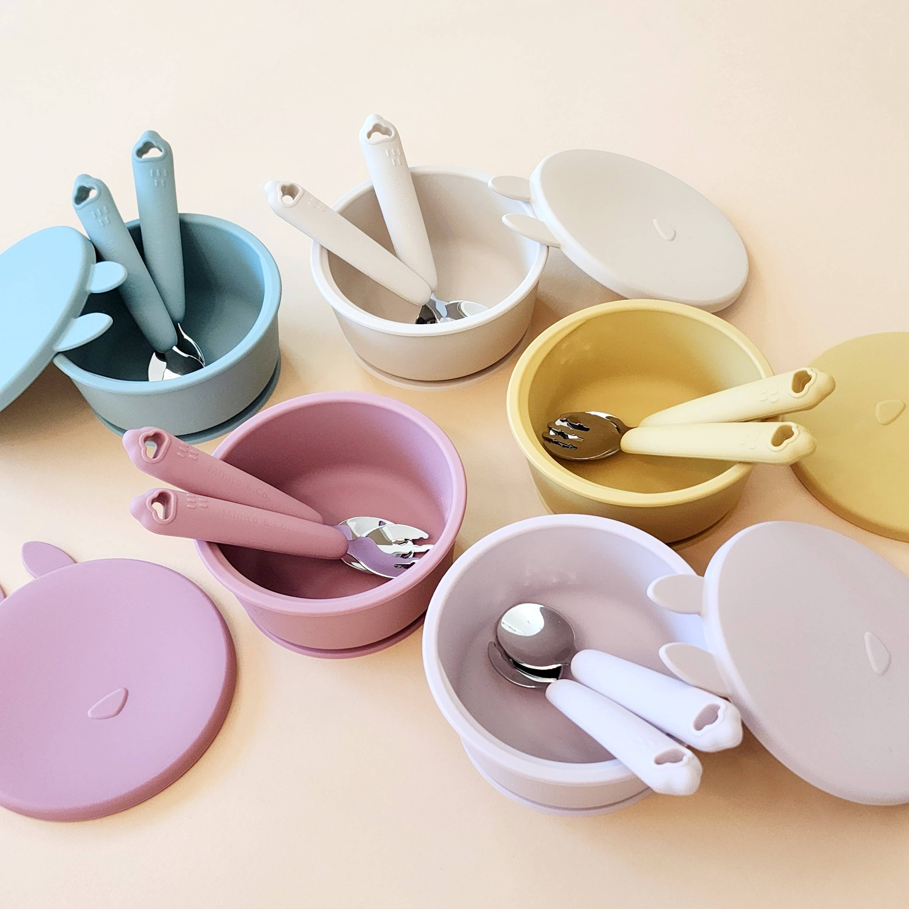 Minito & Co. – wholesale Flatware set – Kids & Baby – Silicone & Stainless Steel kids Utensils with Case1