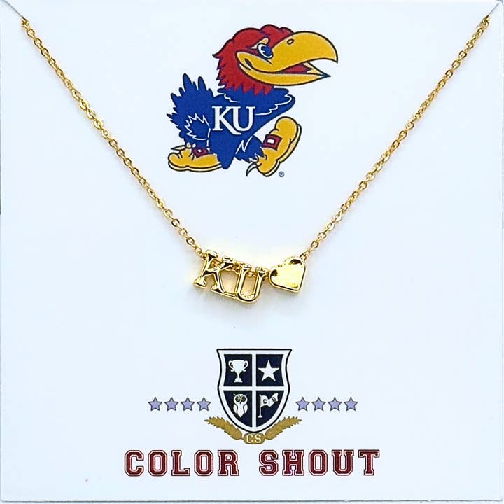 N202 - KAN : Collar de Corazón de la Universidad de Kansas para venta al por mayor de Color Shout