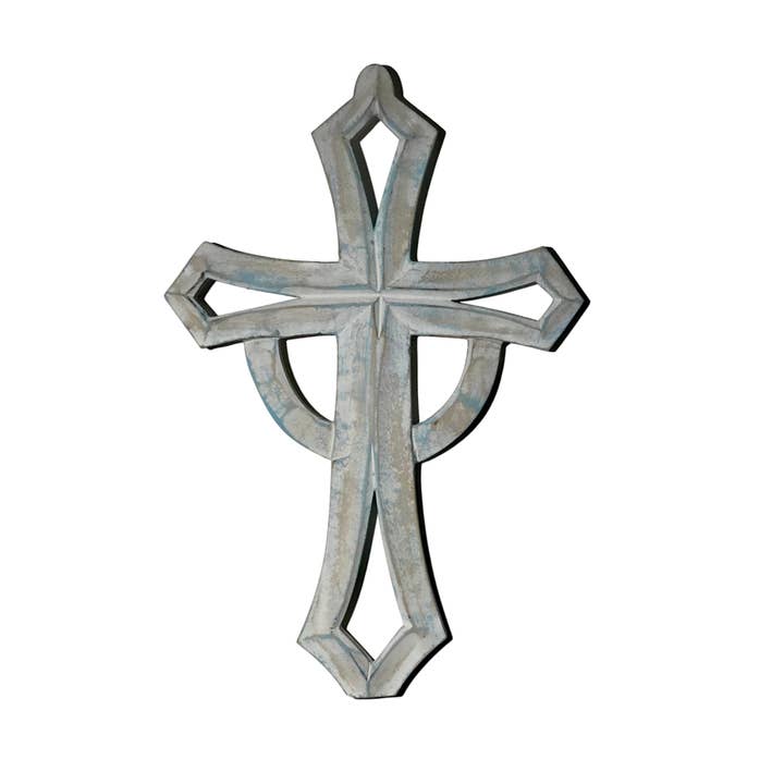 Hand-Carved Wood St. Basil Wall Cross for wholesale by Wilco Home