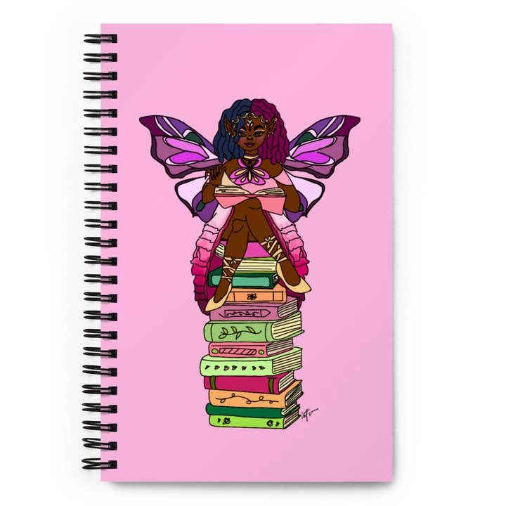 Melanin Book Fairy Spiral notebook for wholesale by Win's Books LLC