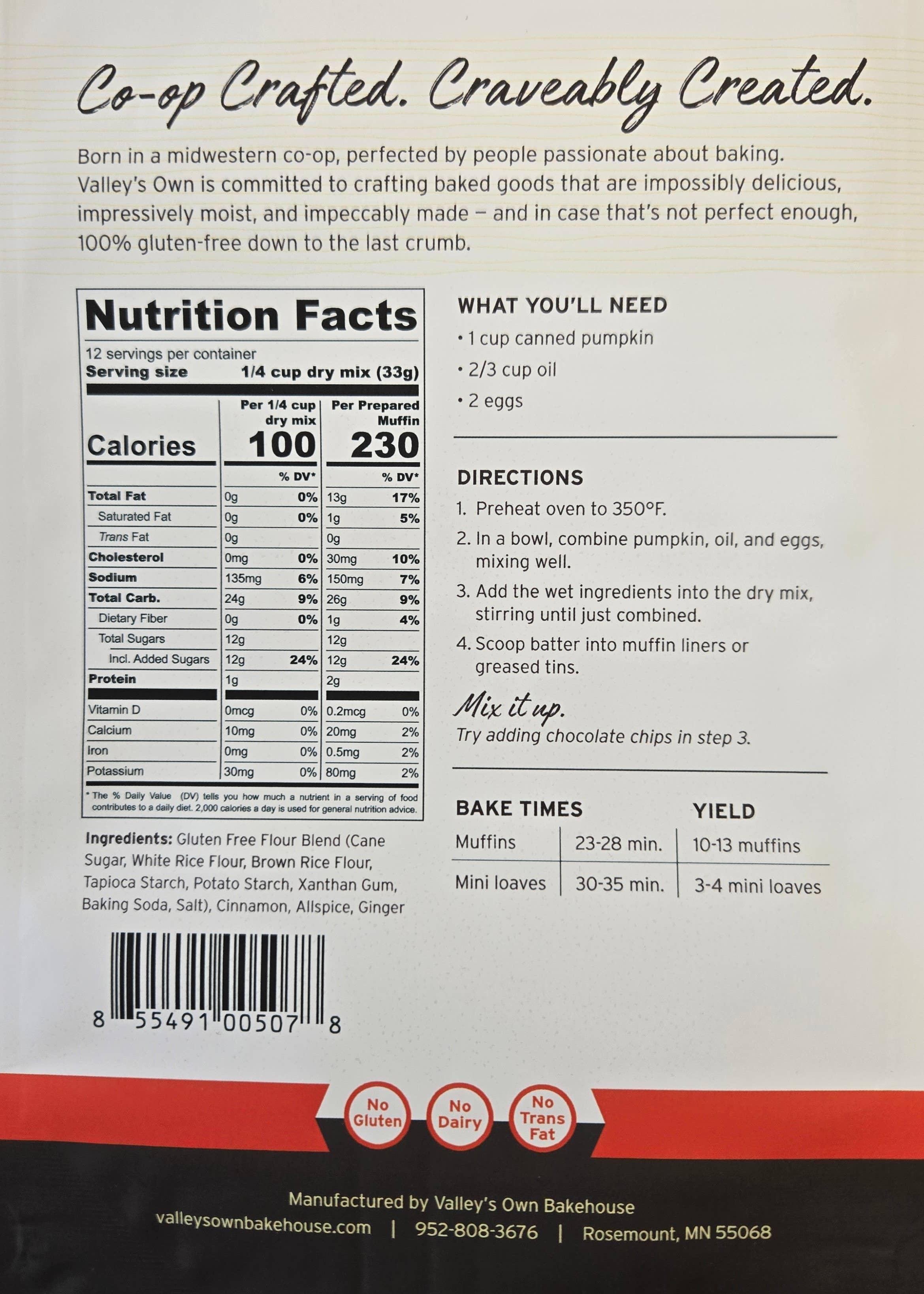 KAKOOKIES - Wholesale Muffin Mix - Gluten Free Pumpkin Spice Muffin Mix 1