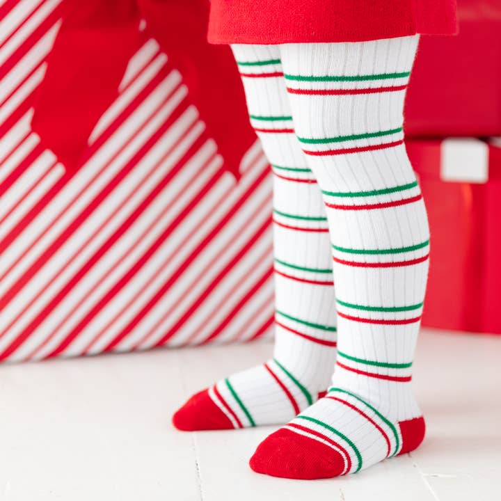 Little Stocking Co. - Wholesale Tights - Kids - Christmas Stripe Ribbed Tights