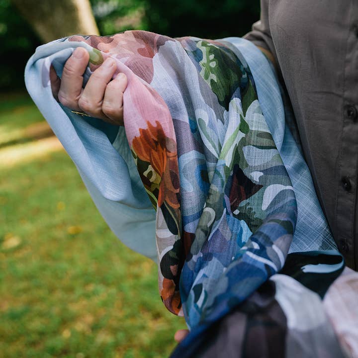 Beautiful Bouquet Scarf | Peony and Hydrangea Pashmina for wholesale by Homeward Studio