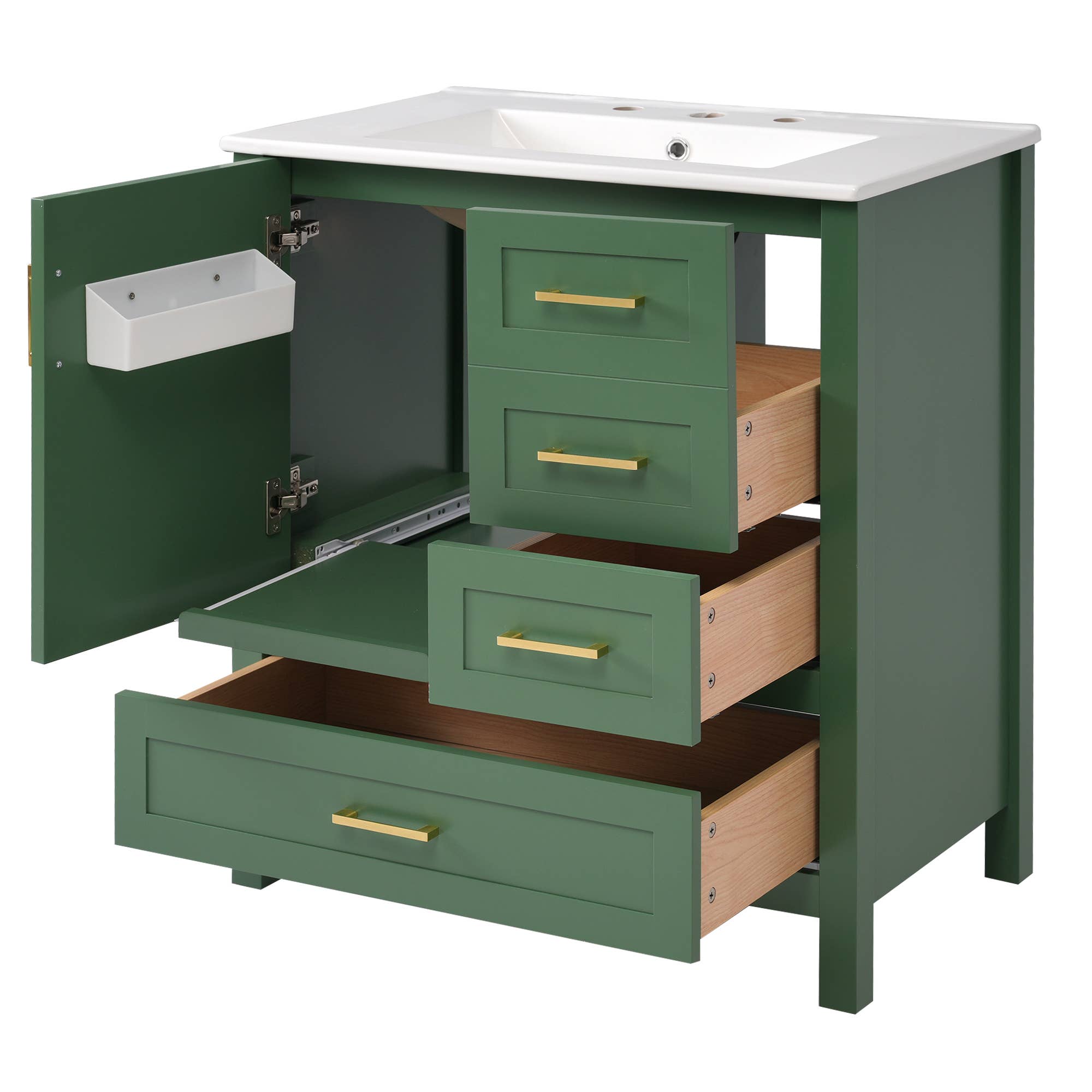 39F Inc. - Vente Armoire - Meuble-lavabo blanc de 30" avec lavabo et tiroirs à fermeture douce8