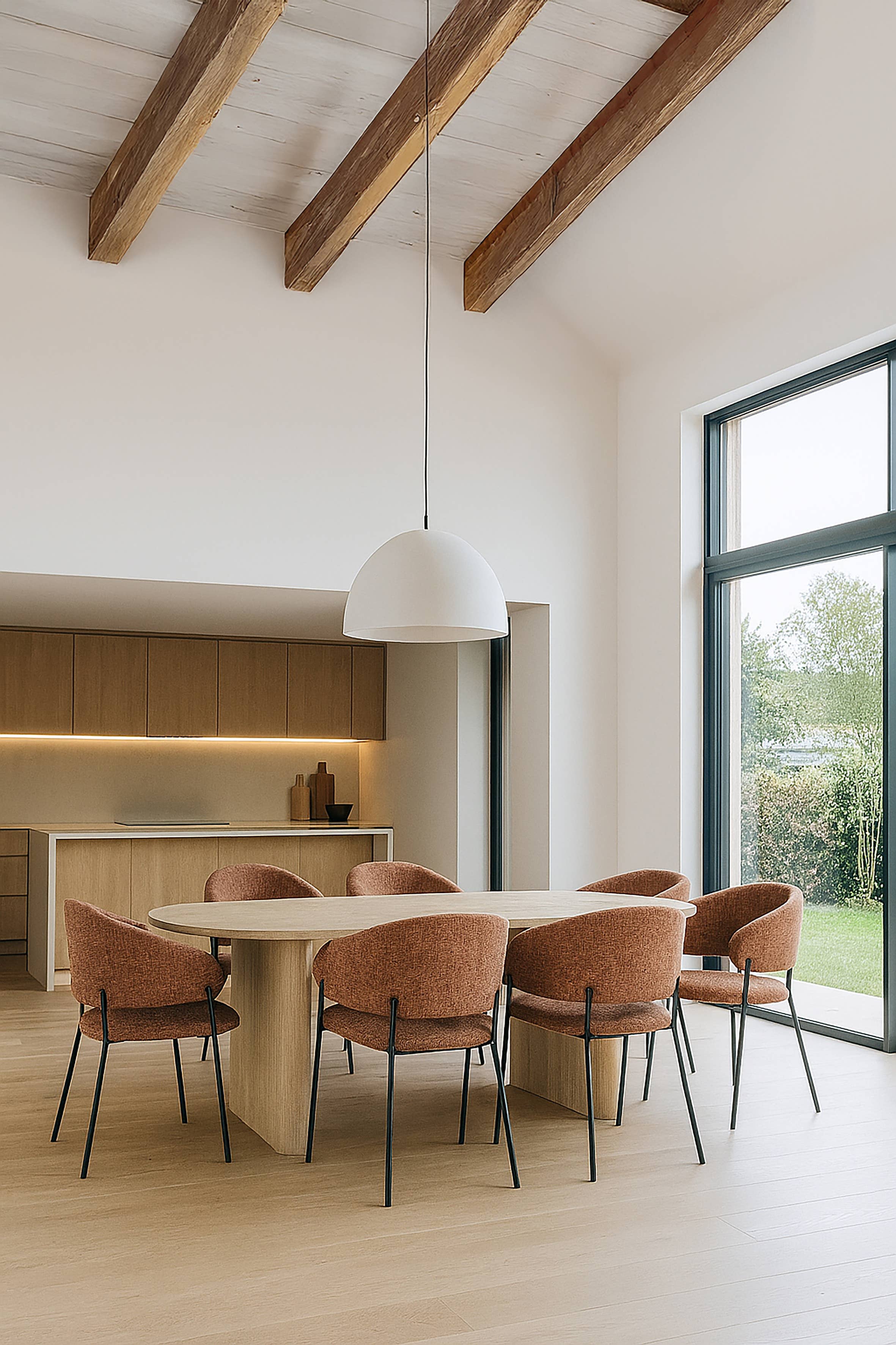 Now's Home - Wholesale Stoel - SET VAN 2 TAFELSTOELEN TWEED BAKSTEEN METALEN POTEN ZWART EROS2