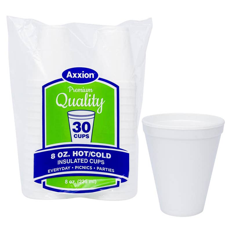 Deluxe Import Trading - Wholesale Disposable Cup - Axxion 30ct Foam Cups- 8oz- White0