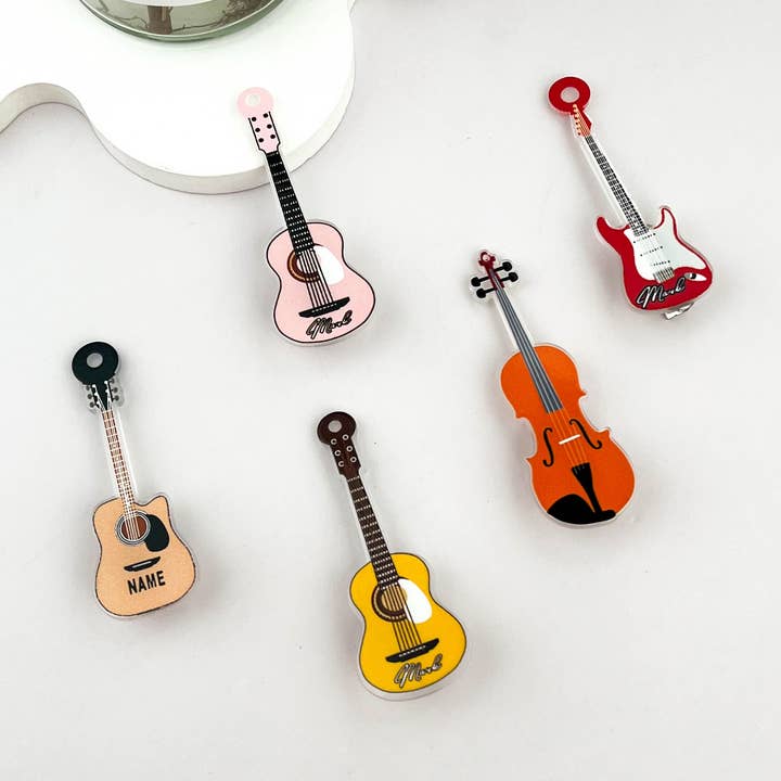 Acrylic Cool Guitar Charm Duckbill Hair Claw Clip πΈπΆ for wholesale by mildstyles