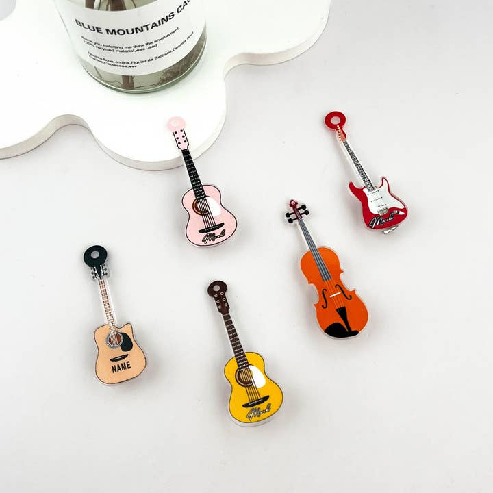 mildstyles - Wholesale Hair Clip - Women's - Acrylic Cool Guitar Charm Duckbill Hair Claw Clip 🎸🎶1