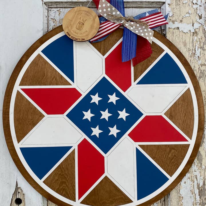 Patriotic Quilt Door Hanger, Summer Decor, Door Decor for wholesale by Vick Crafts