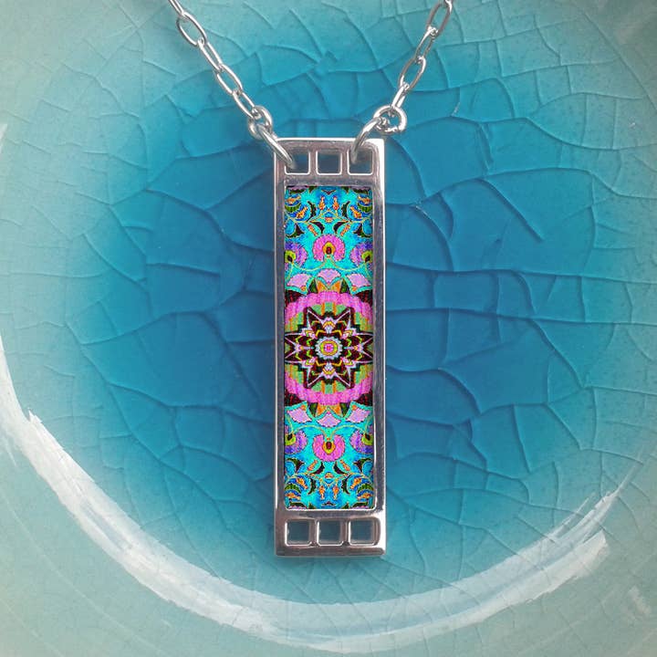 Collar rectangular de acero inoxidable y nogal para venta al por mayor de Noa Jewellery