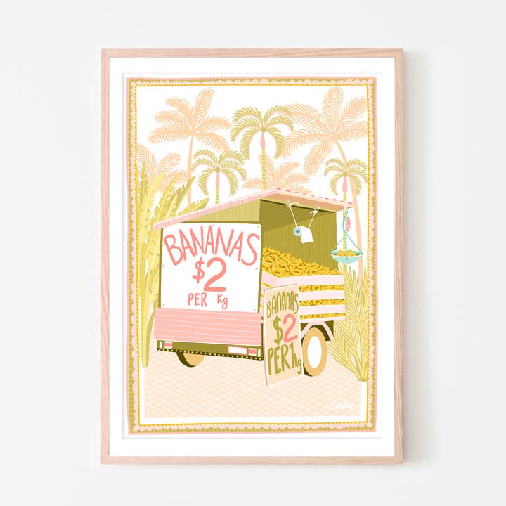 Designs by Claudia - Wholesale Art print - Banana Cart - QLD0