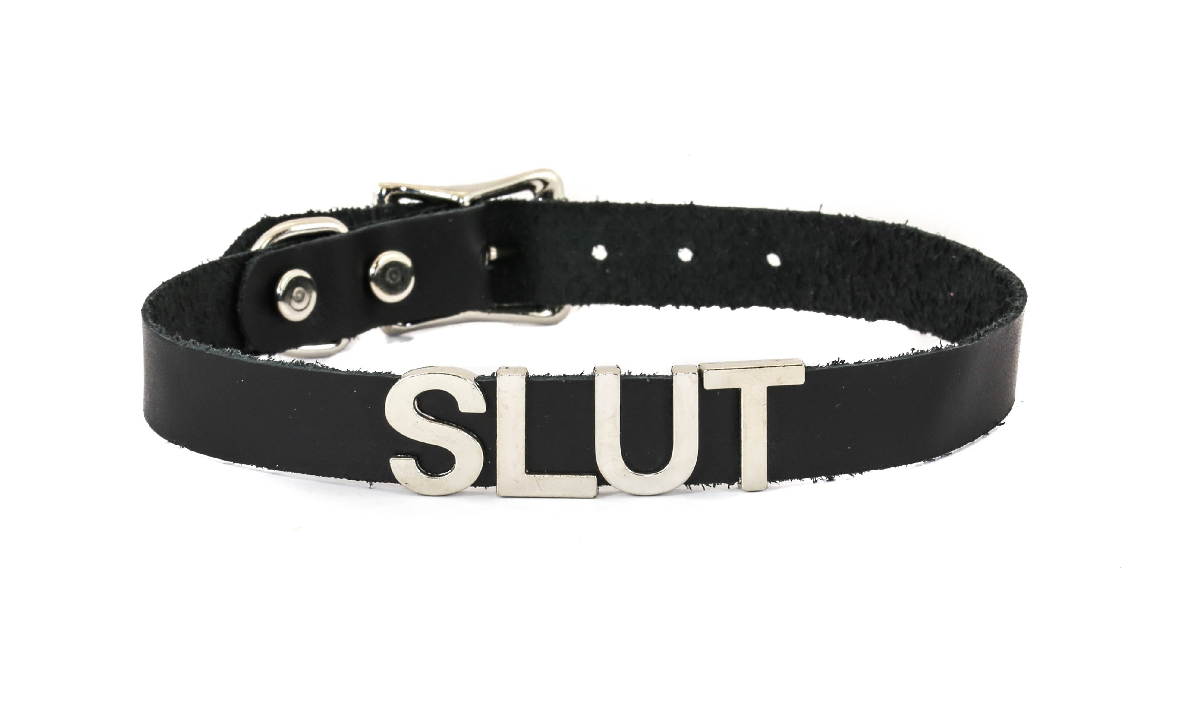 Funk Plus - Wholesale Choker/Collar - FC291 GENUINE LEATHER STAINLESS STEEL LETTER NAME FETISH  CHOKER22