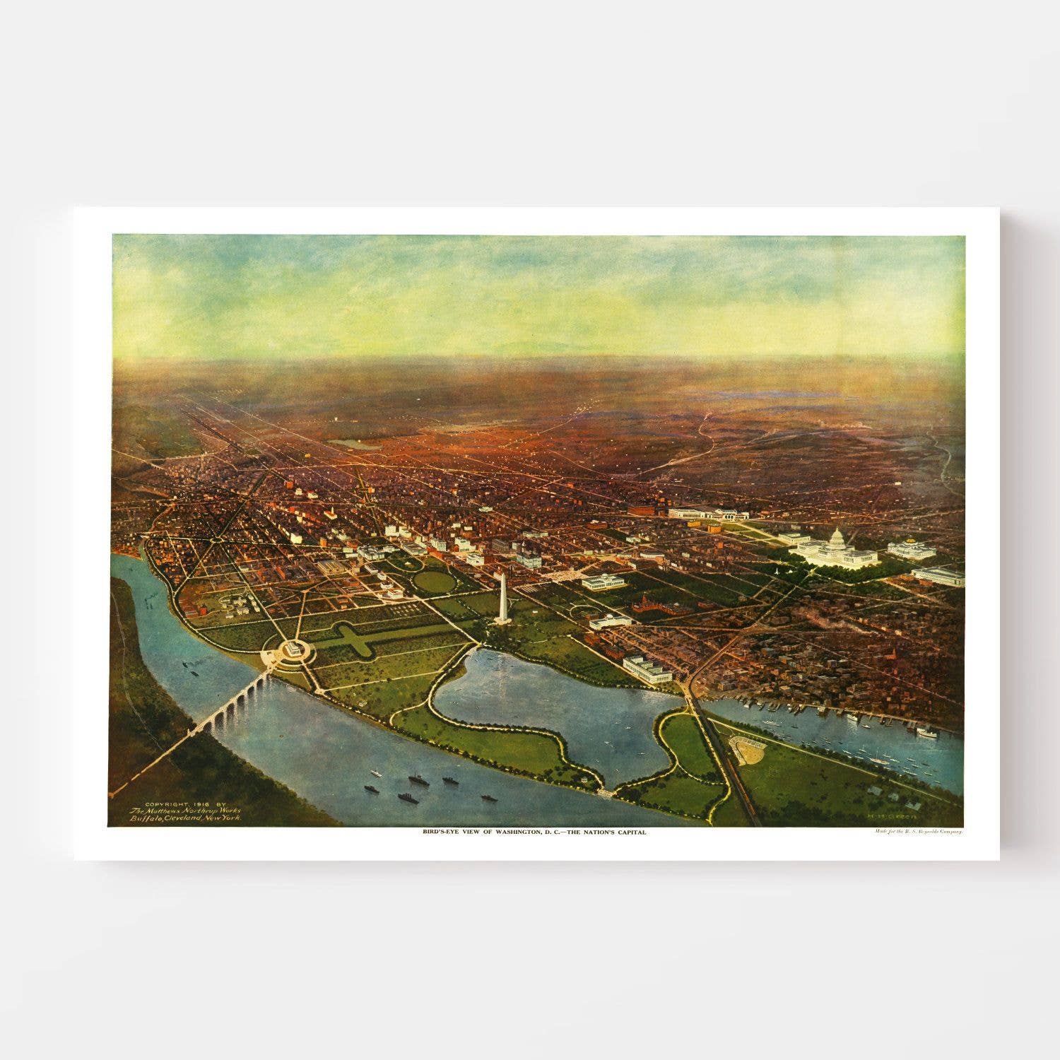 Ted's Vintage Art - Wholesale Map - Vintage Map of Washington, D.C., Washington DC 19162