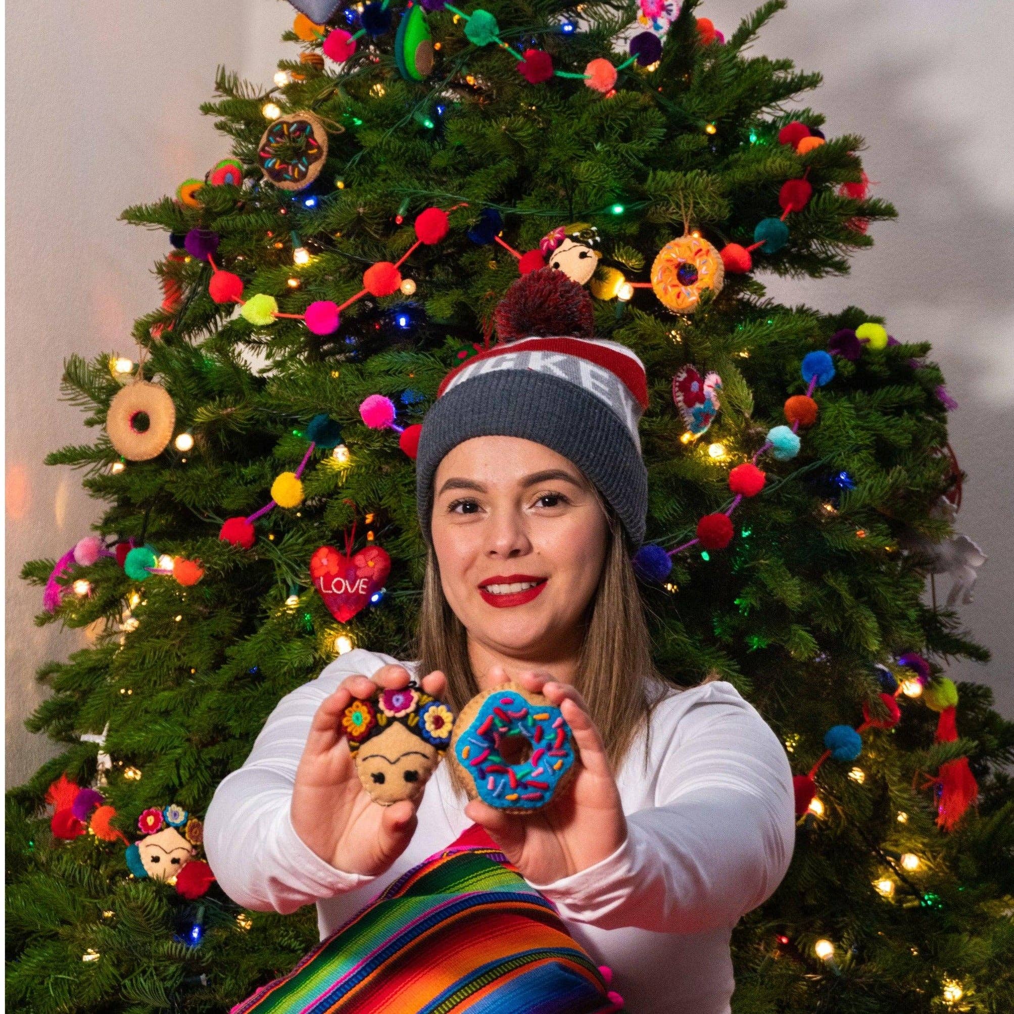 Lumily - Wholesale Ornament - Frida Kahlo Felted Embroidered Handmade Ornament - Mexico3